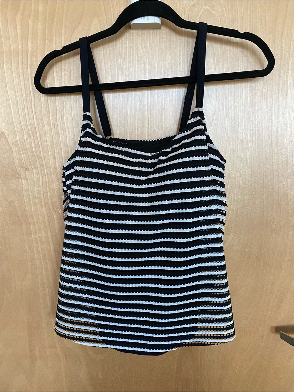 Size 12 Croft & Barrow black and white knit striped swimsuit top